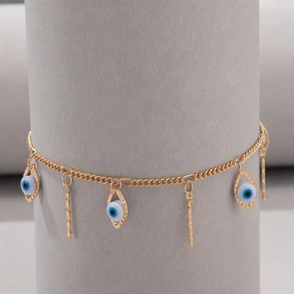 Gold Evil Eye Charm Anklet - Diane Jewelry