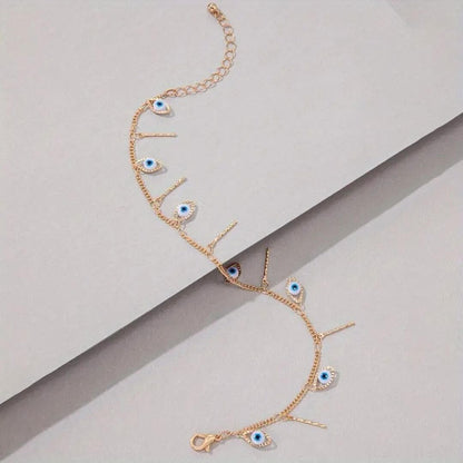 Gold Evil Eye Charm Anklet - Diane Jewelry