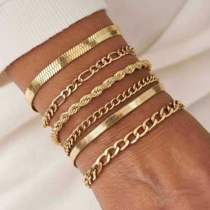 Gold Chain Stackable Bracelet Set Emma & Noah Jewelry