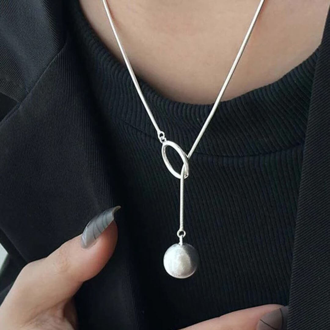 Minimalist Silver Drop Pendant Necklace - Diane Jewelry