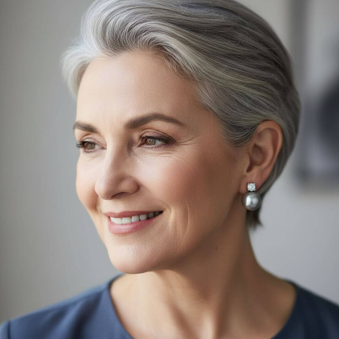 Gray Pearl Stud Drop Earrings Emma & Noah Jewelry