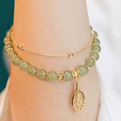 Green Stone Gold Chain Bracelet - Diane Jewelry