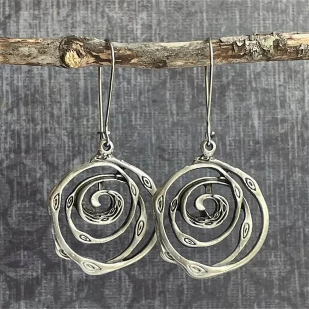 Boho Spiral Silver Dangle Earrings - Diane Jewelry