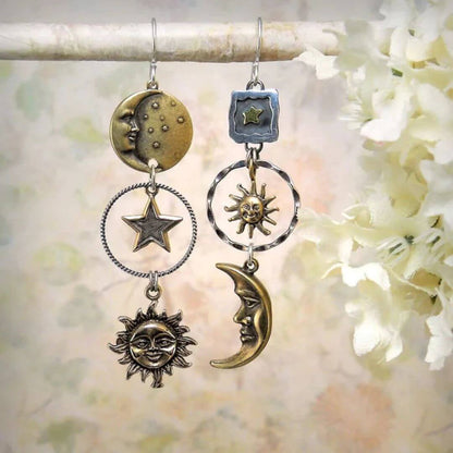 Celestial Sun Moon Star Earrings - Diane Jewelry