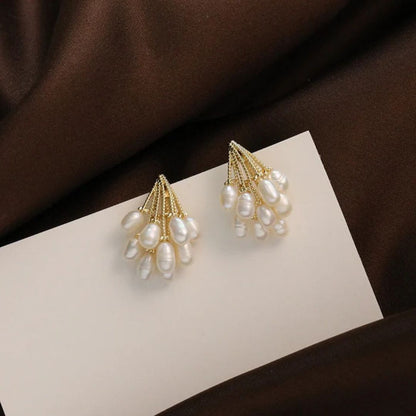 Gold Cluster Baroque Pearl Earrings - Diane Jewelry