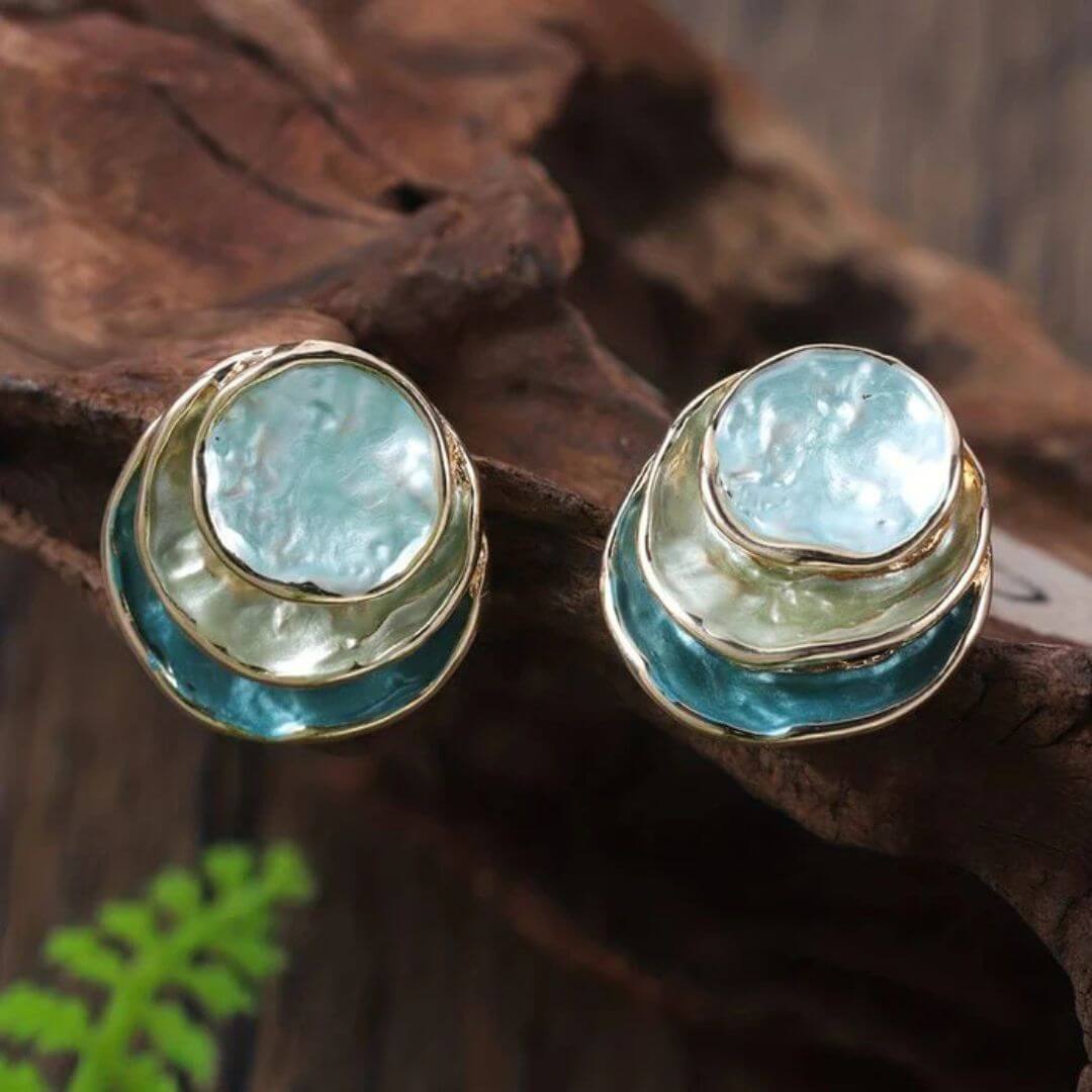 Layered Ocean Blue Resin Earrings - Diane Jewelry