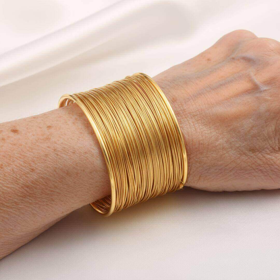 Gold Wire Wide Cuff Bracelet Emma & Noah Jewelry