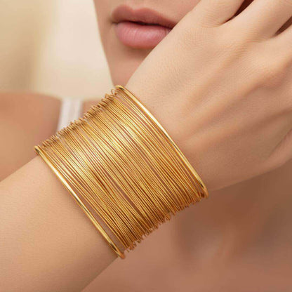 Gold Wire Wide Cuff Bracelet Emma & Noah Jewelry