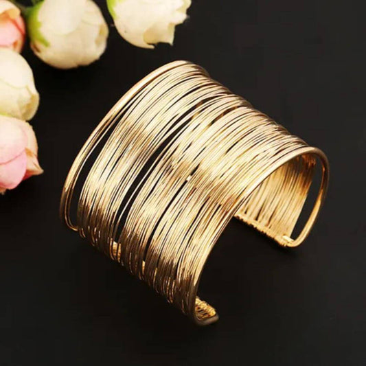 Gold Wire Wide Cuff Bracelet - Diane Jewelry