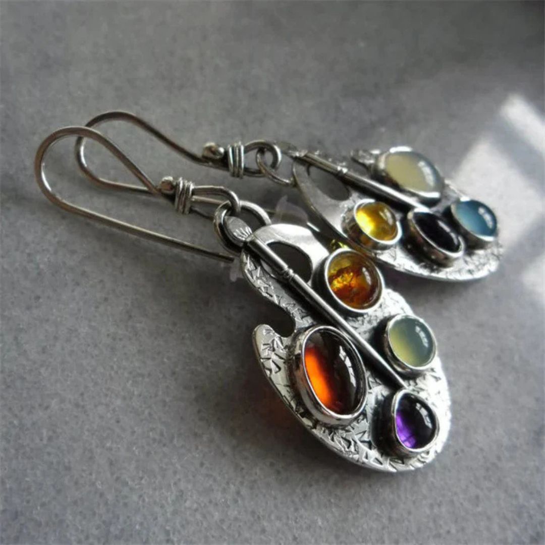 Painter Palette Gemstone Dangle Earrings - Diane Jewelry