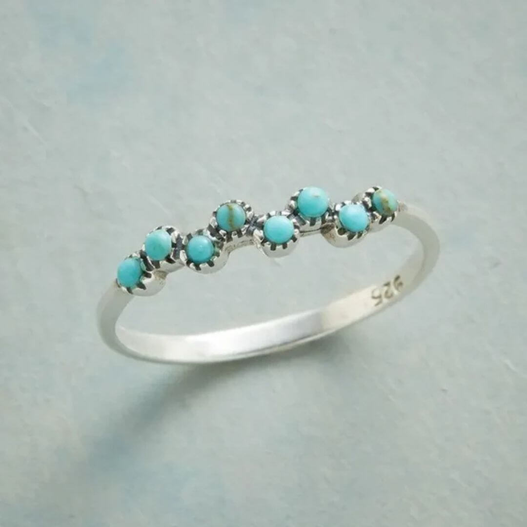 Sterling Silver Dainty Turquoise Ring - Diane Jewelry