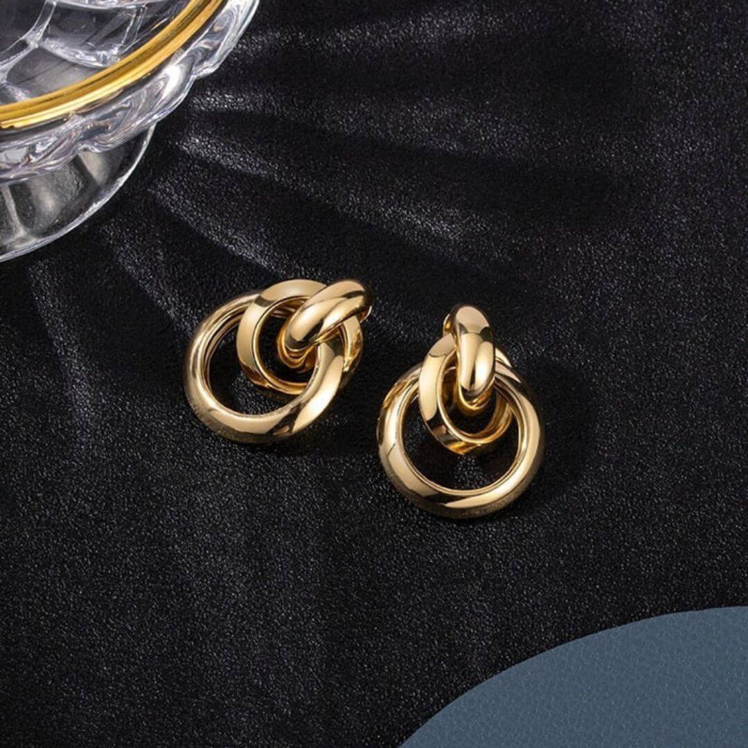 Chunky Gold Interlocking Hoop Earrings - Diane Jewelry