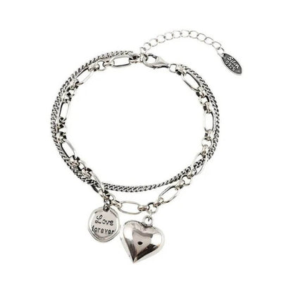 Silver Chain Love Charm Bracelet - Diane Jewelry