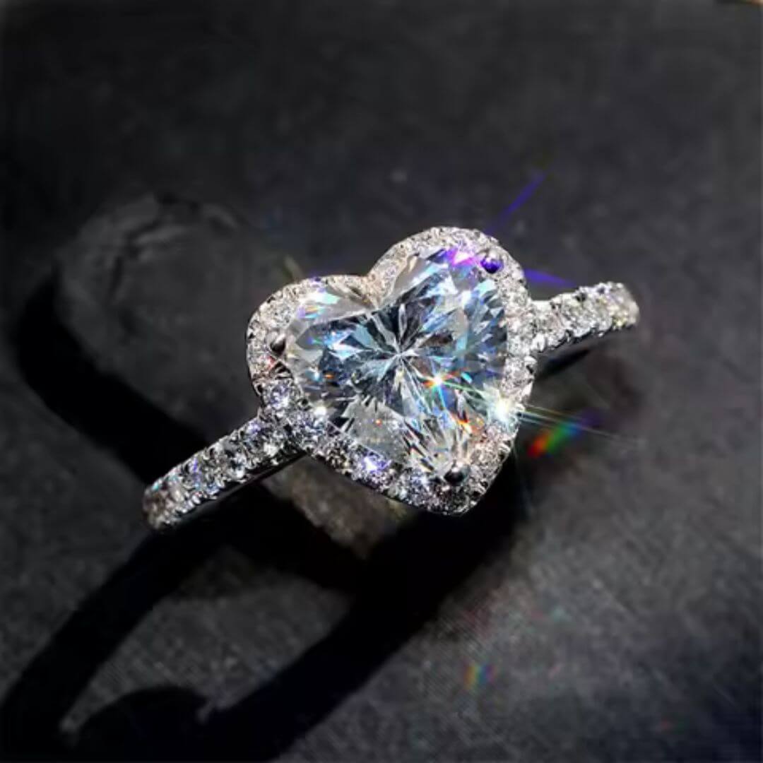 Heart Cut Halo Engagement Ring - Diane Jewelry