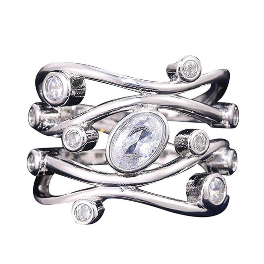 Silver Wave Band Statement Ring - Diane Jewelry