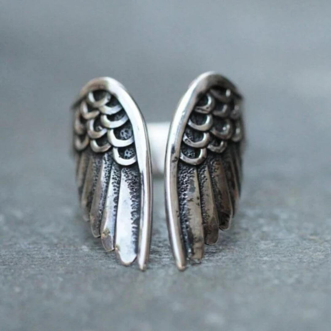 Silver Angel Wings Adjustable Ring - Diane Jewelry