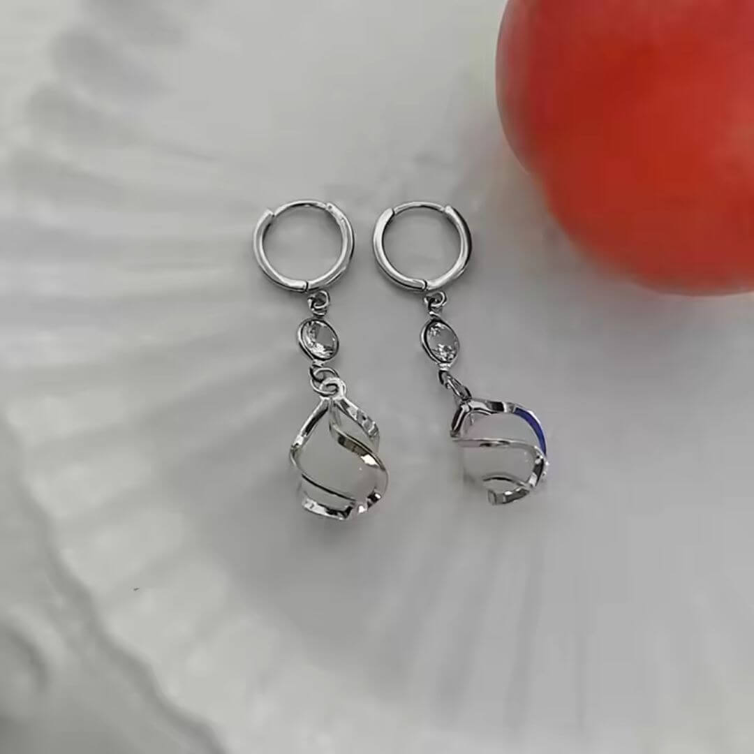 Moonstone Crystal Gold Drop Earrings - Diane Jewelry