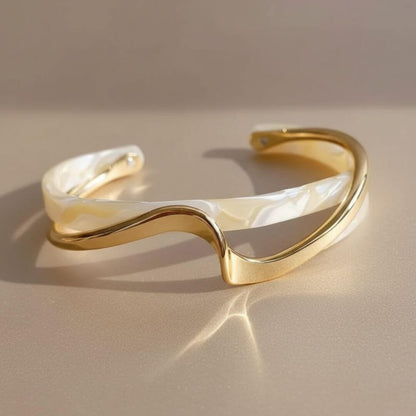 Gold Wave Open Cuff Bracelet Emma & Noah Jewelry