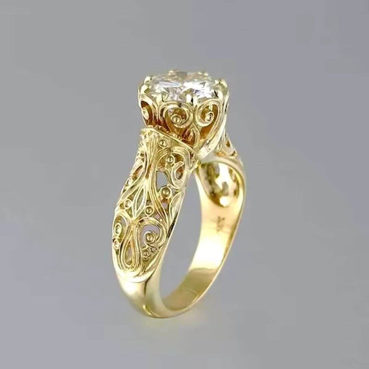 Vintage Scroll Gold Engagement Ring - Diane Jewelry