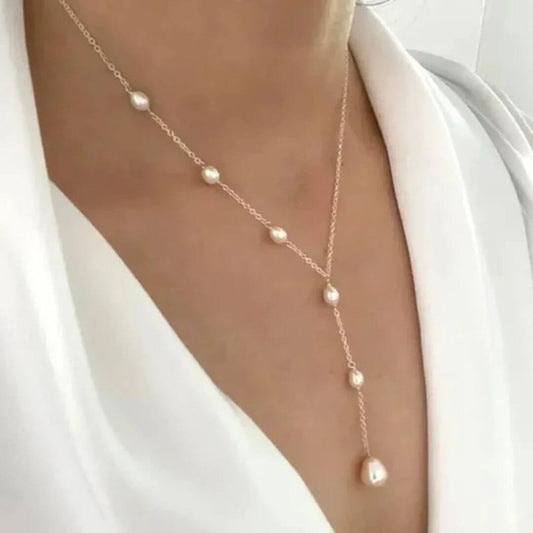 Delicate Gold Drop Pearl Necklace Diane Jewelry