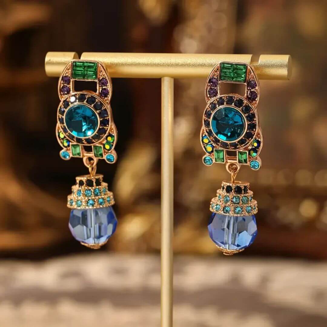 Royal Blue Gem Drop Earrings - Diane Jewelry