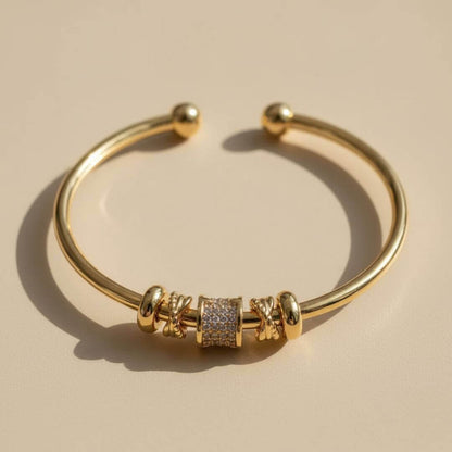 Gold Charm Beaded Cuff Bracelet Emma & Noah Jewelry