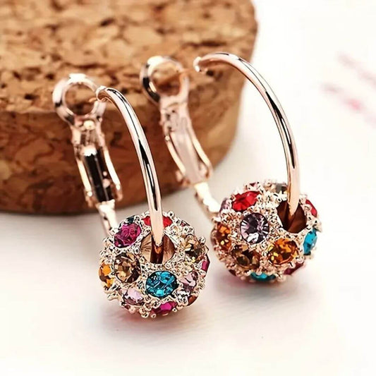 Colorful Crystal Ball Drop Earrings - Diane Jewelry