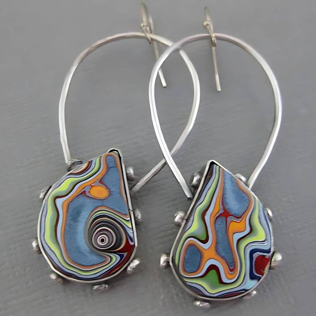 Retro Groovy Teardrop Earrings - Diane Jewelry