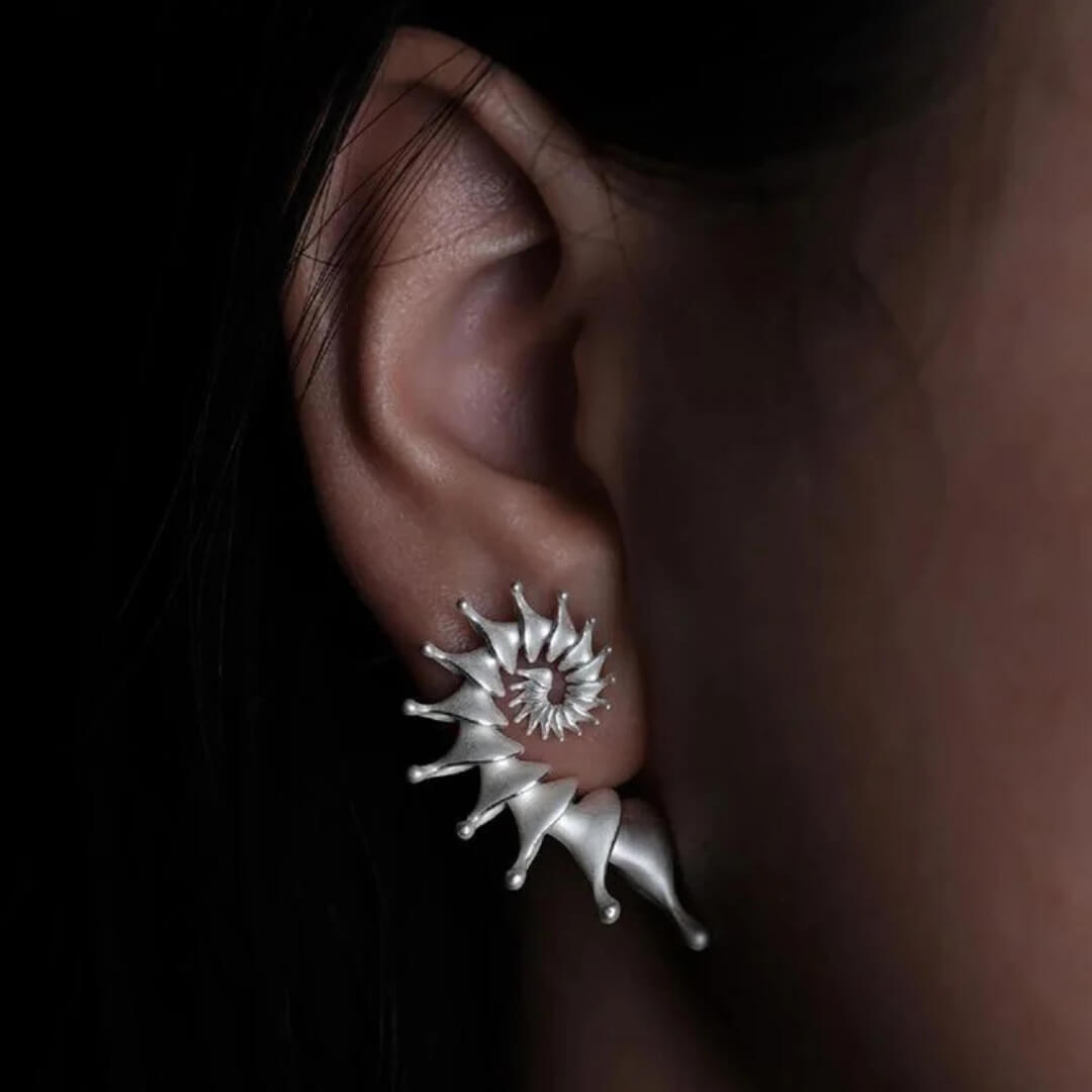 Abstract Spiral Silver Statement Earrings - Diane Jewelry