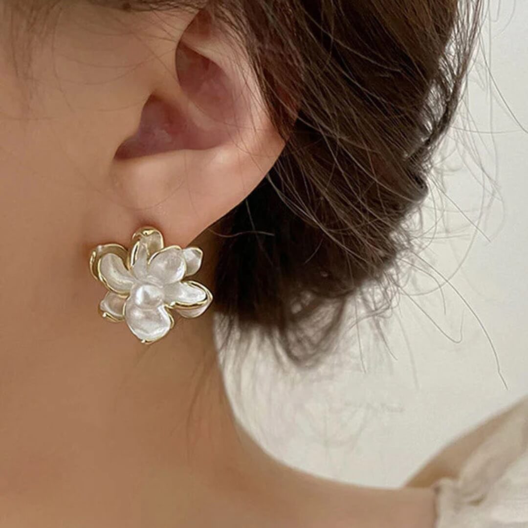 Pearl Flower Stud Earrings Women - Diane Jewelry