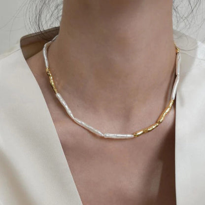Baroque Pearl Gold Chain Necklace - Diane Jewelry