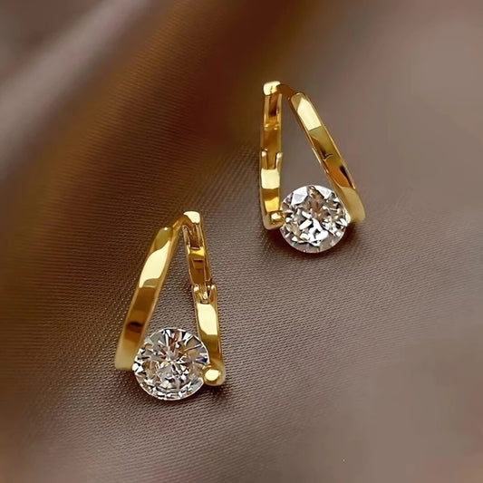 Gold Geometric Diamond Stud Earrings - Diane Jewelry