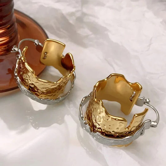 Statement Gold Silver Chunky Hoops - Diane Jewelry