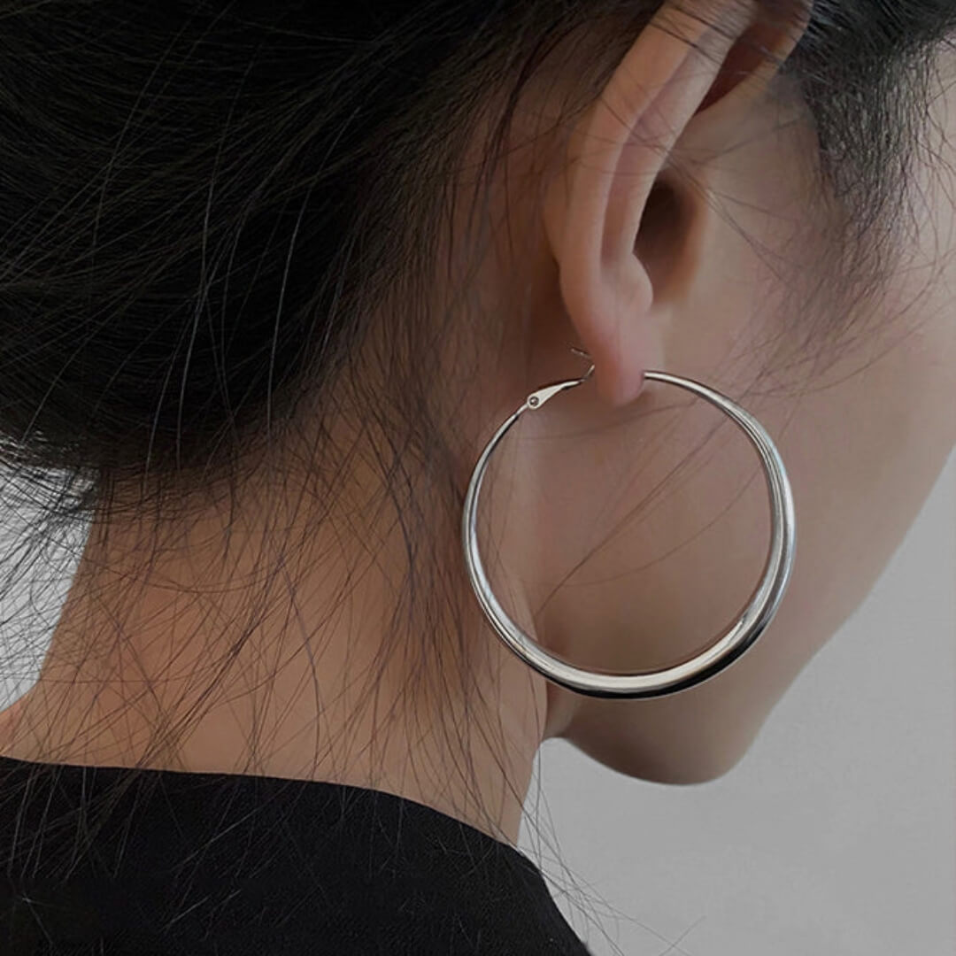 Classic Silver Chunky Hoop Earrings - Diane Jewelry