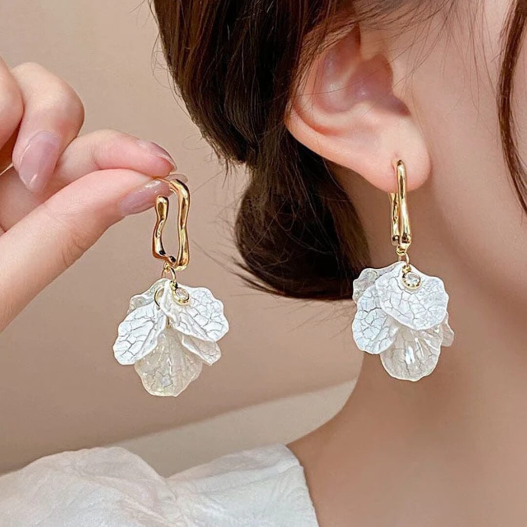 Gold Floral Drop Statement Earrings - Diane Jewelry
