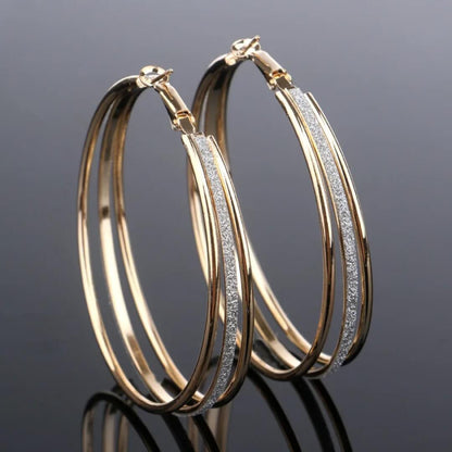 Gold Silver Glitter Hoop Earrings - Diane Jewelry