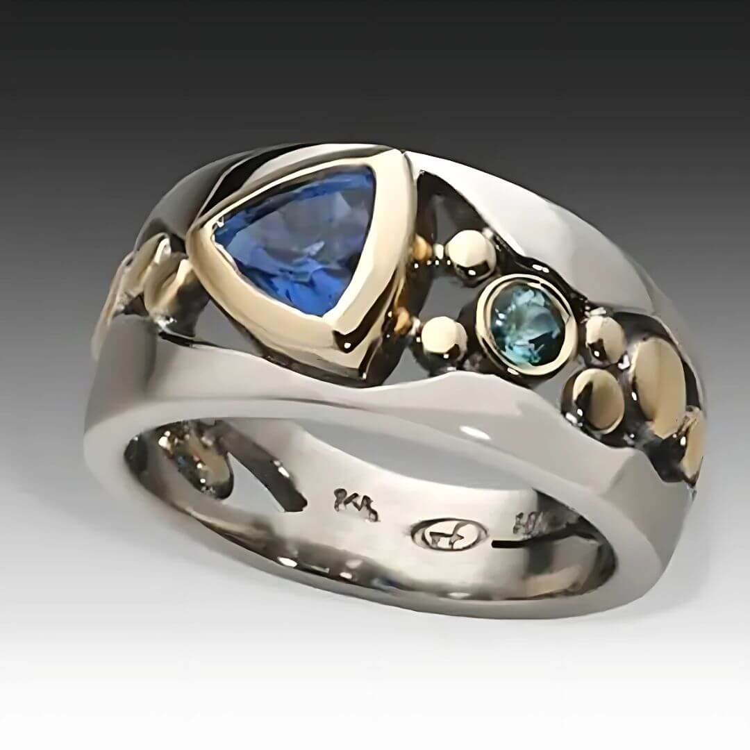 Two Tone Blue Gem Ring Diane Jewelry