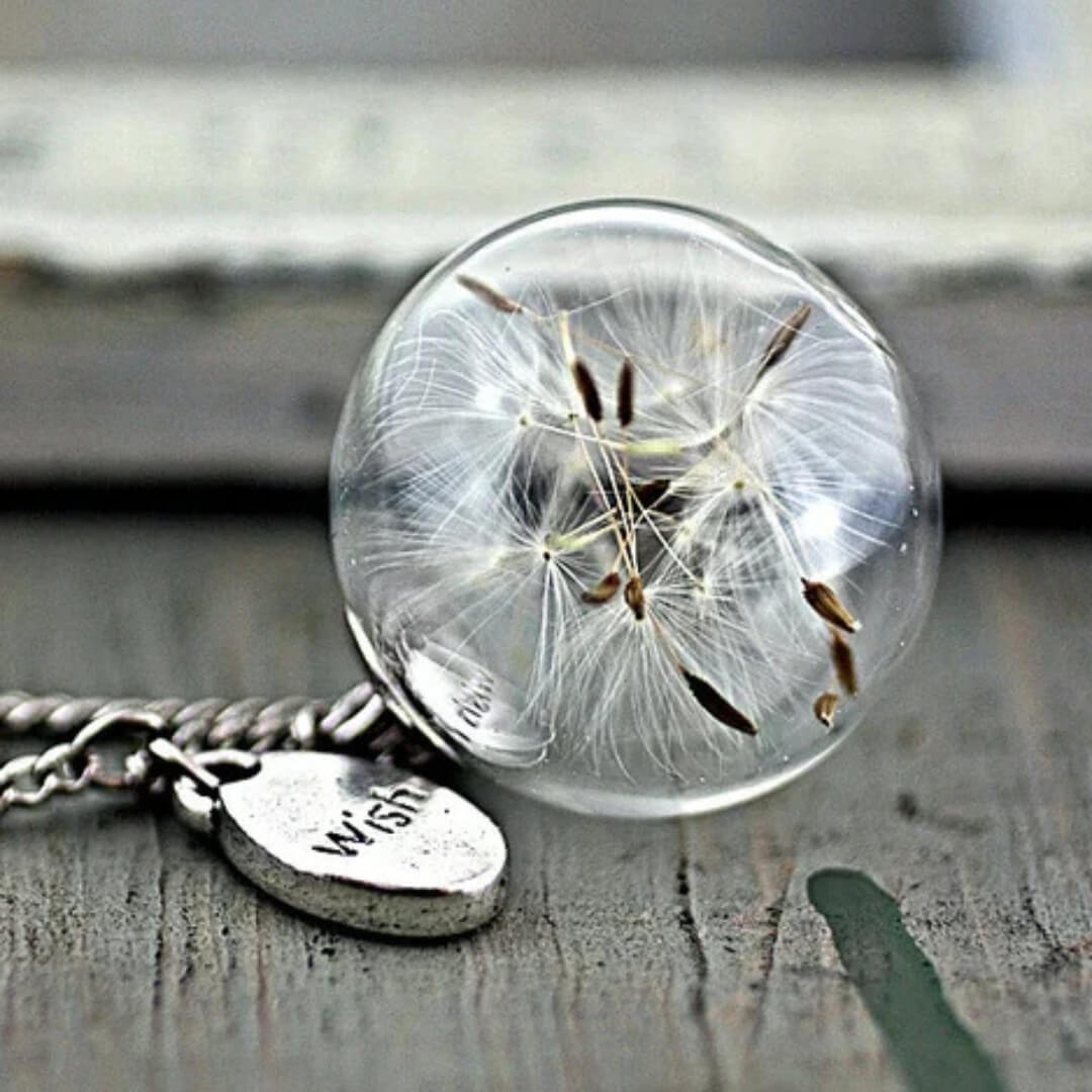 Dandelion Glass Orb Wish Necklace - Diane Jewelry