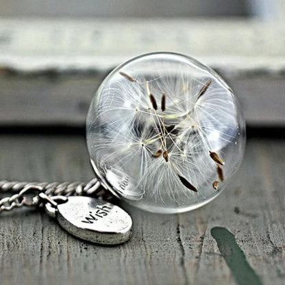 Dandelion Glass Orb Wish Necklace - Diane Jewelry