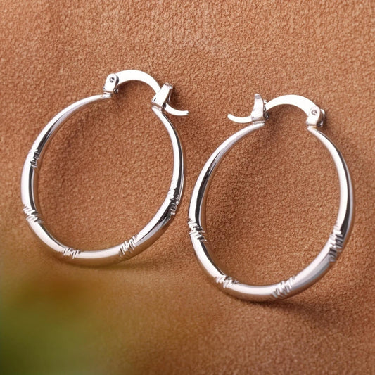 Sterling Silver Engraved Hoop Earrings - Diane Jewelry