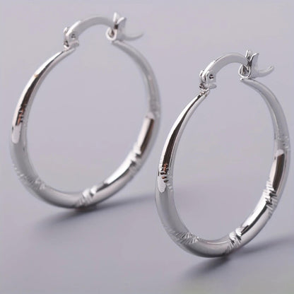 Sterling Silver Engraved Hoop Earrings - Diane Jewelry