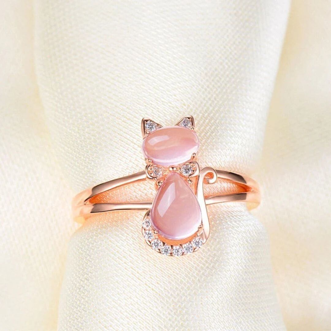 Pink Cat Rose Gold Ring - Diane Jewelry