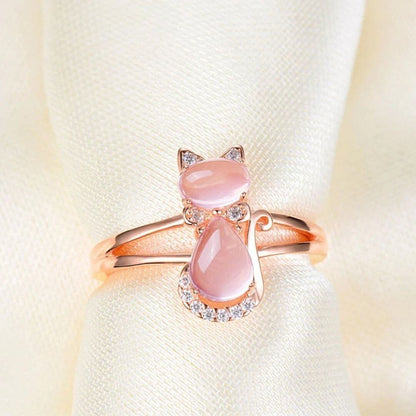 Pink Cat Rose Gold Ring - Diane Jewelry