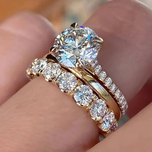 Gold Solitaire Bridal Ring Set - Diane Jewelry