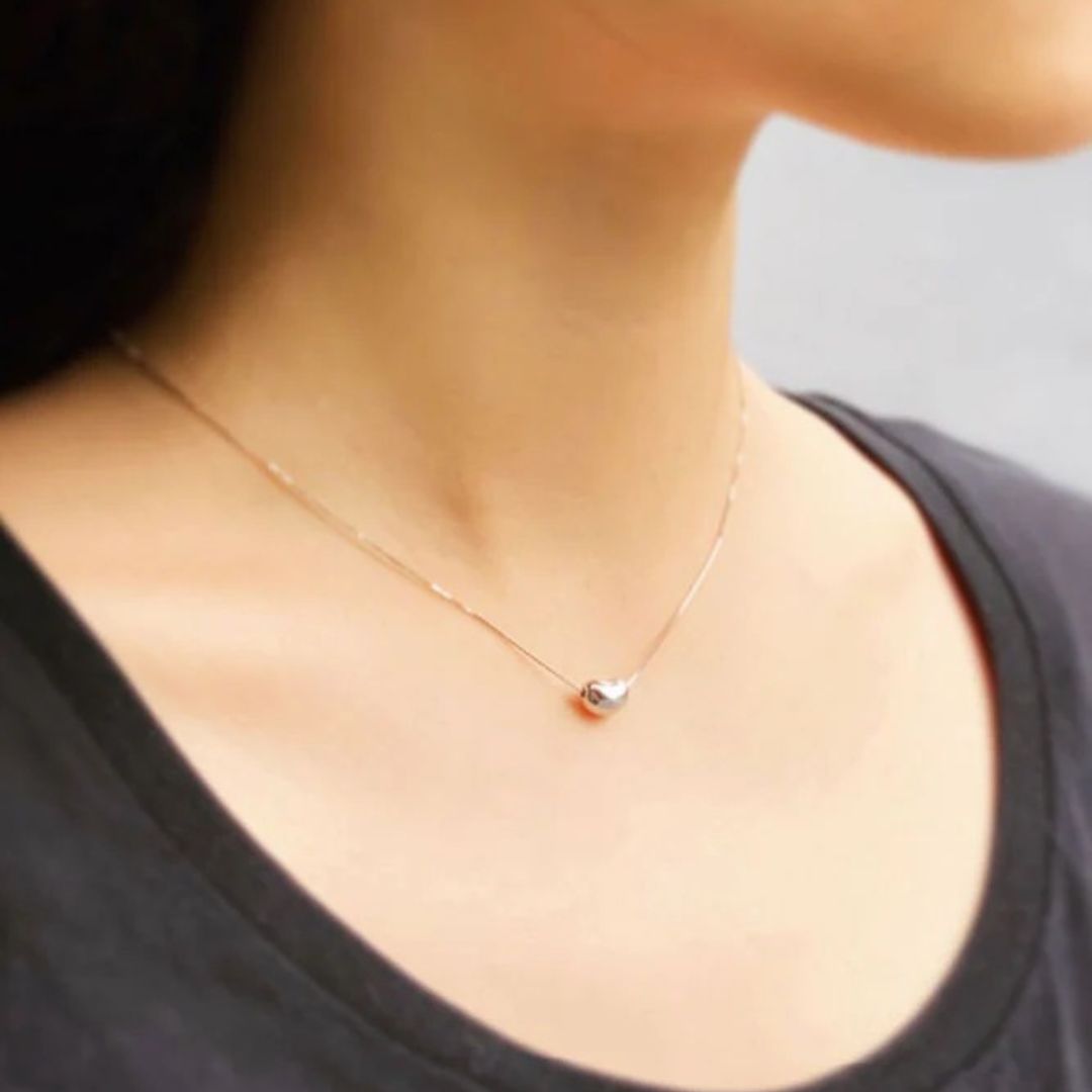 Minimalist Silver Bean Pendant Necklace - Diane Jewelry