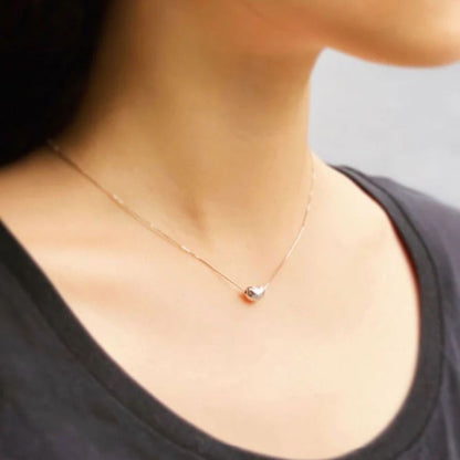 Minimalist Silver Bean Pendant Necklace - Diane Jewelry