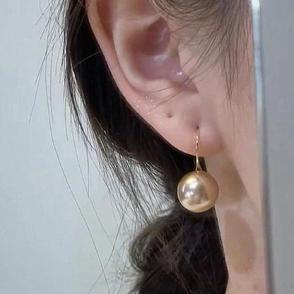 Gold Pearl Hook Drop Earrings - Diane Jewelry