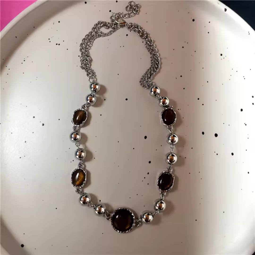 Tiger Eye Layered Pendant Necklace - Diane Jewelry