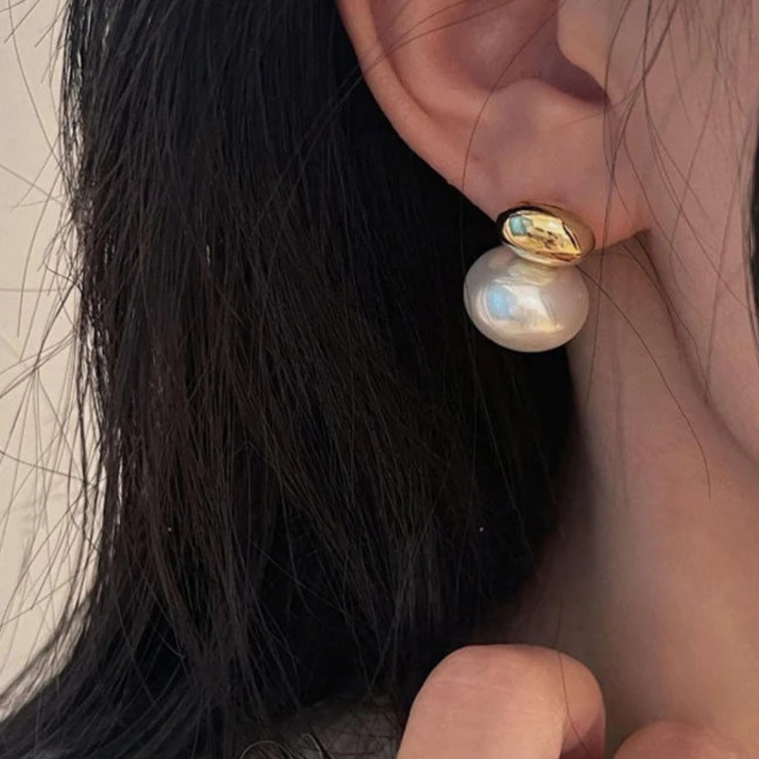 Modern Pearl Statement Stud Earrings - Diane Jewelry