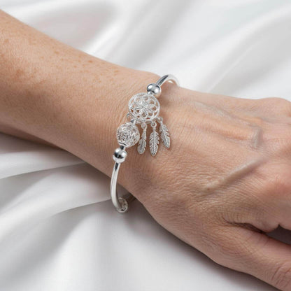 Silver Dreamcatcher Charm Bangle Bracelet Emma & Noah Jewelry